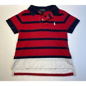 Polo Ralph Lauren Navy & Red Stripe polo shirt‎ (2T)